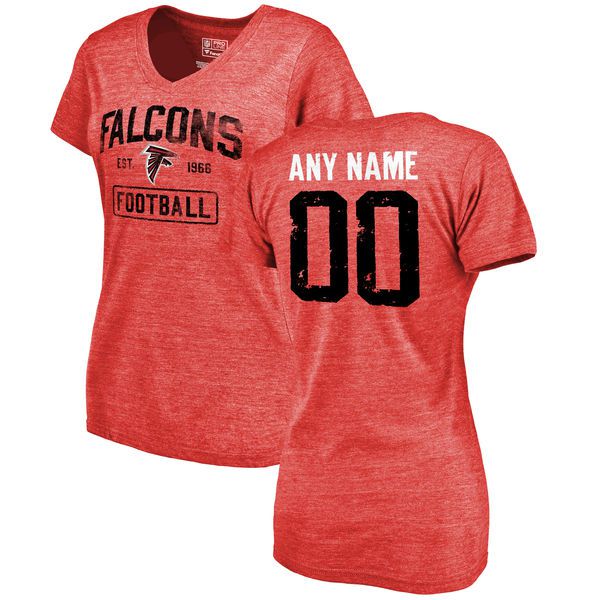 Women Atlanta Falcons NFL Pro Line by Fanatics Branded Red Distressed Custom Name and Number Tri-Blend T-Shirt